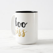 Zwarte & Gold Boo Hiss Typografie Coffee Mok (Voorkant links)