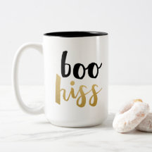 Zwarte & Gold Boo Hiss Typografie Coffee Mok