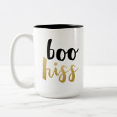 Zwarte & Gold Boo Hiss Typografie Coffee Mok (Links)