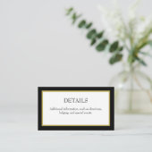 Zwarte Gold Border Weduwenkaart met details Informatiekaartje (Staand voorkant)
