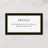 Zwarte Gold Border Weduwenkaart met details Informatiekaartje (Voorkant)