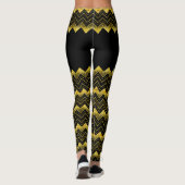 Zwarte & Gold Chevron faux Glitter Compositie Leggings (Achterkant)