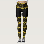 Zwarte & Gold Chevron faux Glitter Compositie Leggings (Voorkant)