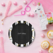 Zwarte & Gold Chic Glam Geometric Party Papieren Bordje (Feest)