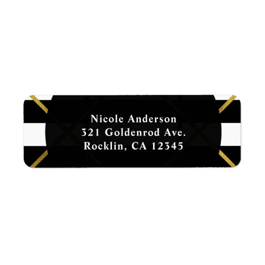 Zwarte & Gold Chic Glam geometrische uitnodiging Etiket (Voorkant)