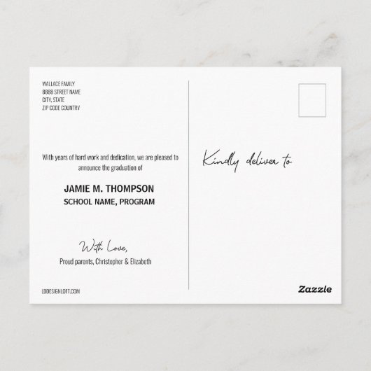 Zwarte Gold Class of 2022 Afstuderen Notice Briefkaart (Achterkant)