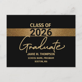 Zwarte Gold Class of 2022 Afstuderen Notice Briefkaart