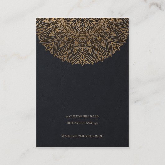 ZWARTE GOLD CLASSIC  MANDALA-BEELDSCHERM VISITEKAARTJE (Achterkant)