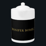 Zwarte Gold Colors Professional Trendy Modern Plai Theepot<br><div class="desc">Vertegenwoordig jezelf met dit moderne,  elegante design. Deze sjabloon kan worden aangepast aan alle professionele beroepen.</div>