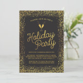 Zwarte & Gold Corporate Holiday Party Kaart (Staand voorkant)