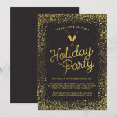 Zwarte & Gold Corporate Holiday Party Kaart (Voorkant / Achterkant)