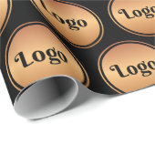 Zwarte Gold Custom Business-Logo achtergrond toevo Cadeaupapier (Rol Hoek)