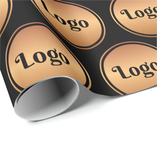 Zwarte Gold Custom Business-Logo achtergrond toevo Cadeaupapier (Rol Hoek)