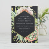 ZWARTE GOLD DESERT SUCCULENT CACTI FOLIAGWEDDING KAART (Staand voorkant)