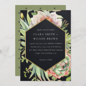 ZWARTE GOLD DESERT SUCCULENT CACTI FOLIAGWEDDING KAART (Voorkant / Achterkant)