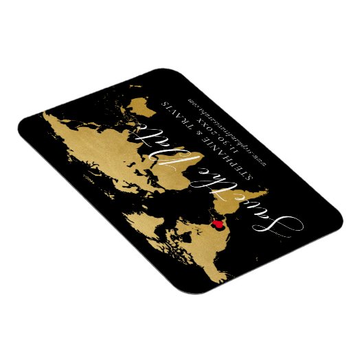 Zwarte Gold Destination Wedding Map opslaan Datum Magneet (Rechterzijde)