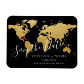 Zwarte Gold Destination Wedding Map opslaan Datum Magneet (Horizontaal)
