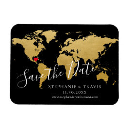 Zwarte Gold Destination Wedding Map opslaan Datum Magneet