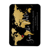 Zwarte Gold Destination Wedding Map opslaan Datum Magneet (Verticaal)