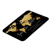 Zwarte Gold Destination Wedding Map opslaan Datum Magneet (Linkerzijde)