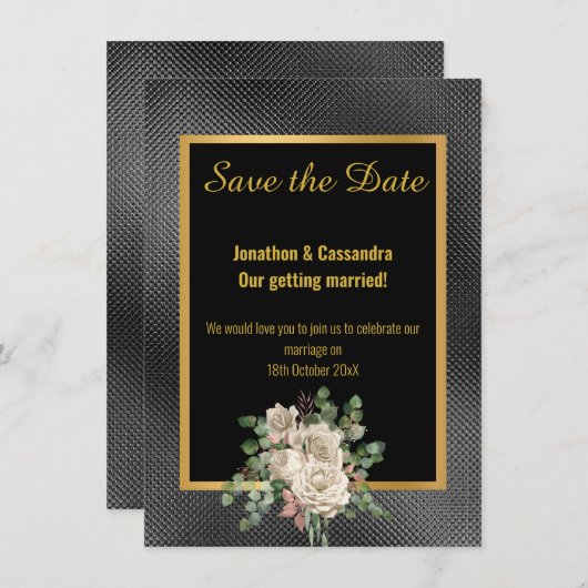 ZWARTE GOLD EMBOSSED ROOS EUCALYPTUS BEWAREN DE DA (Voorkant / Achterkant)