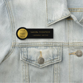 Zwarte & Gold Employee Name Business Logo Naamplaatje