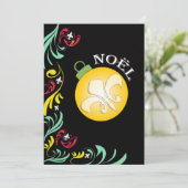 Zwarte Gold Fleur de Lis - Uitnodiging voor kerstf (Staand voorkant)