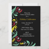 Zwarte Gold Fleur de Lis - Uitnodiging voor kerstf (Achterkant)