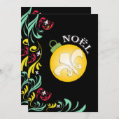 Zwarte Gold Fleur de Lis - Uitnodiging voor kerstf (Voorkant / Achterkant)