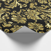 Zwarte & Gold Floral Damaskers Cadeaupapier (Hoek)