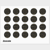 Zwarte & Gold Floral-zijde sparen de datum Ronde Sticker (Vel)
