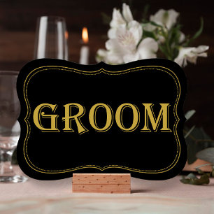 Zwarte & Gold Gatsby Wedding Groom Sign 1920 Kaart