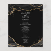 Zwarte Gold Glitter Agate Budget Weduwen Menu Flye (Voorkant)