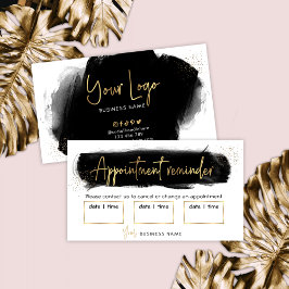 Zwarte & Gold Glitter Beauty Appointment-kaart Afsprakenkaartje