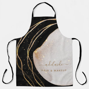 Zwarte Gold Glitter Hair Stylist Script Salon Name Schort