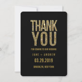 Zwarte & Gold Glitter - Hartelijk dank voor fotoka Bedankkaart (Achterkant)