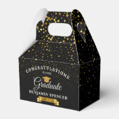 Zwarte & Gold Graduation Party Favor Box Bedankdoosjes (Achterkant)