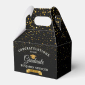 Zwarte & Gold Graduation Party Favor Box Bedankdoosjes (Voorkant Zijde)
