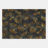 ZWARTE GOLD GREEN PAARSE MARDI GRAS PATTERS INPAKPAPIER VEL (Voorkant 3)