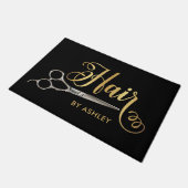 Zwarte & Gold Haarstylist Salon Name Deurmat (Schuin)