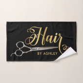 Zwarte & Gold Haarstylist Salon Name Handdoek (Handdoek)