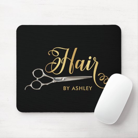 Zwarte & Gold Haarstylist Salon Name Muismat (Met muis)