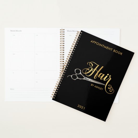 Zwarte & Gold Haarstylist Salon Name Planner (Display)