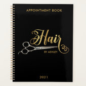 Zwarte & Gold Haarstylist Salon Name Planner (Voorkant)