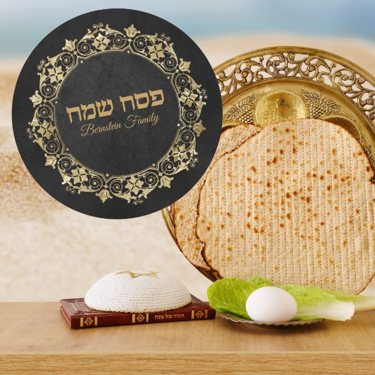 zwarte Gold Happy Passover Ronde Sticker