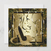 Zwarte Gold High Heels Womans Birthday Party Kaart (Achterkant)