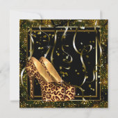 Zwarte Gold High Heels Womans Birthday Party Kaart (Achterkant)