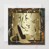 Zwarte Gold High Heels Womans Birthday Party Kaart (Achterkant)