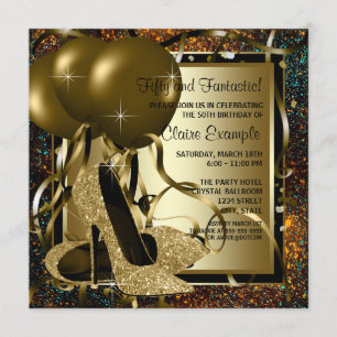 Zwarte Gold High Heels Womans Birthday Party Kaart