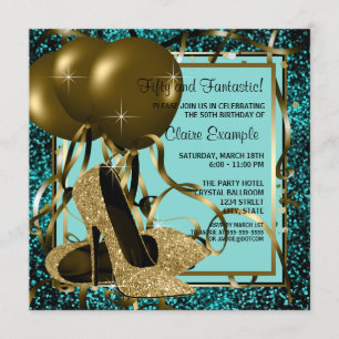 Zwarte Gold High Heels Womans Birthday Party Kaart